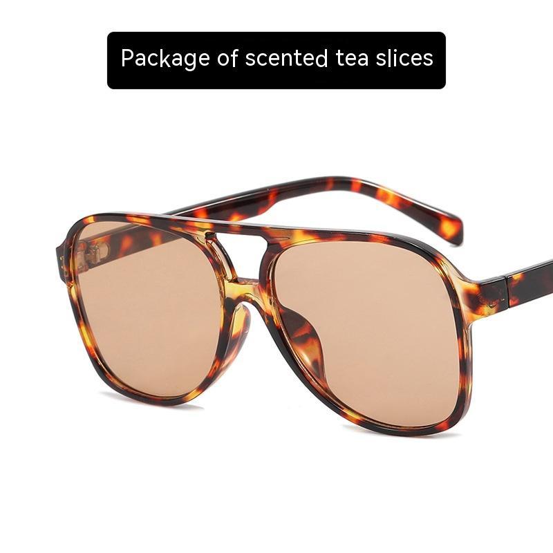 Women's Fashion Retro Double Beam Large Rim Sunglasses As Shown In The Picture Wrapped Scented Tea Slices