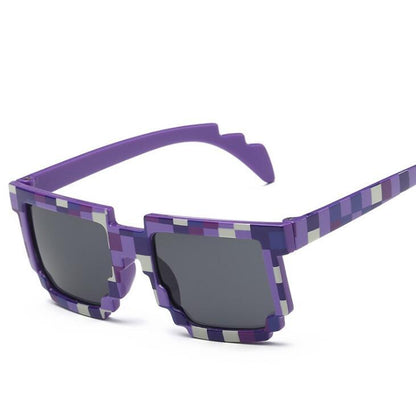 Vintage Fashion Plaid Sunglasses Colorful Sunglasses with UV400 Protection - in 6 Colors Purple