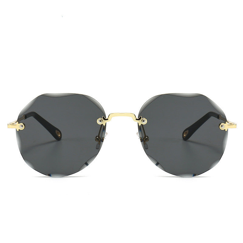 Rimless Trimmed Sunglasses Black grey gold