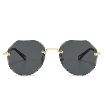 Rimless Trimmed Sunglasses Black grey gold