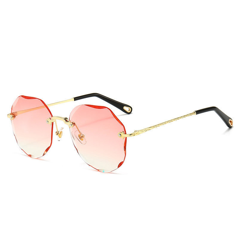 Rimless Trimmed Sunglasses Black grey gold