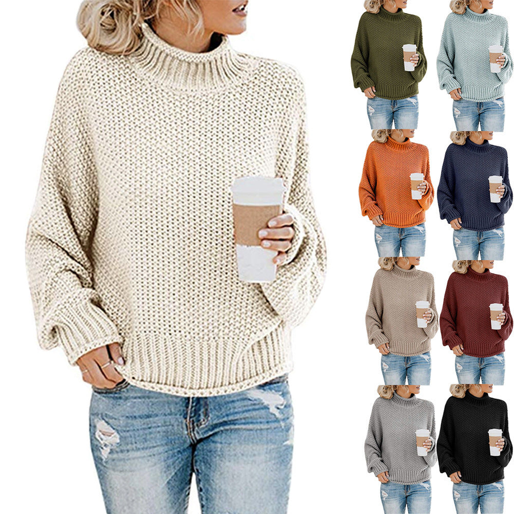 Cardigan Thick Thread Turtleneck Pullover