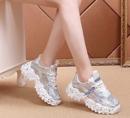 Fashion Casual Glitter Shiny Sneaker Platform Sneakers