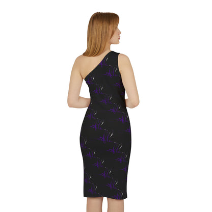 Elegant Cocktail Dress with 1 Shoulder Design, Knee-Length Hem & Hidden Zipper for Effortless Style