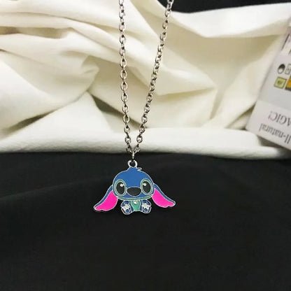 Disney Cute Big Ear Stitch Necklace - Personalized Hip Hop Pendant with Stylish Sweater Chain a