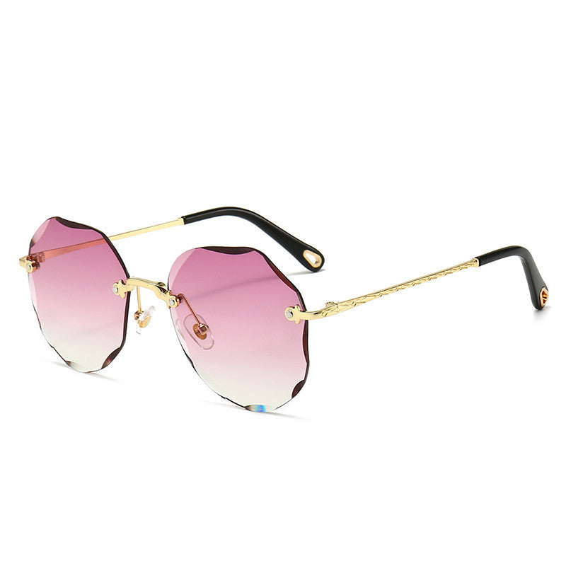 Rimless Trimmed Sunglasses Blue pink