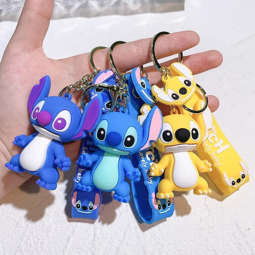 Lilo & Stitch Toys Keychian Anime Stitch Pendant Keychain Sweet Pink Angel Keychians Women Car Keyring Girl Birthday Gift Stitch-zi se