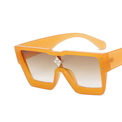 New Large Frame Trendy Sunglasses Orange powder tea powder