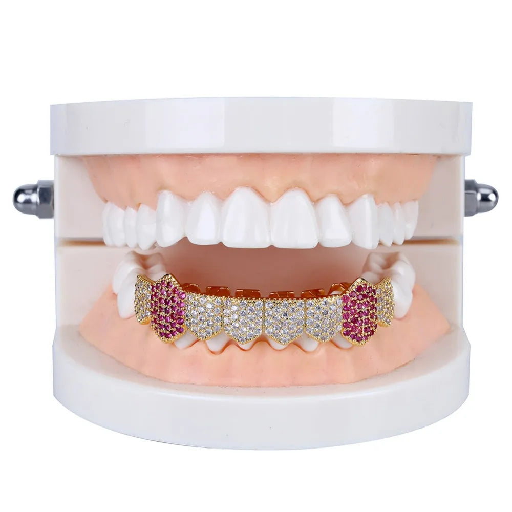 Hip Hop Grillz with Skeleton Design and Cubic Zirconia for Trendy Style