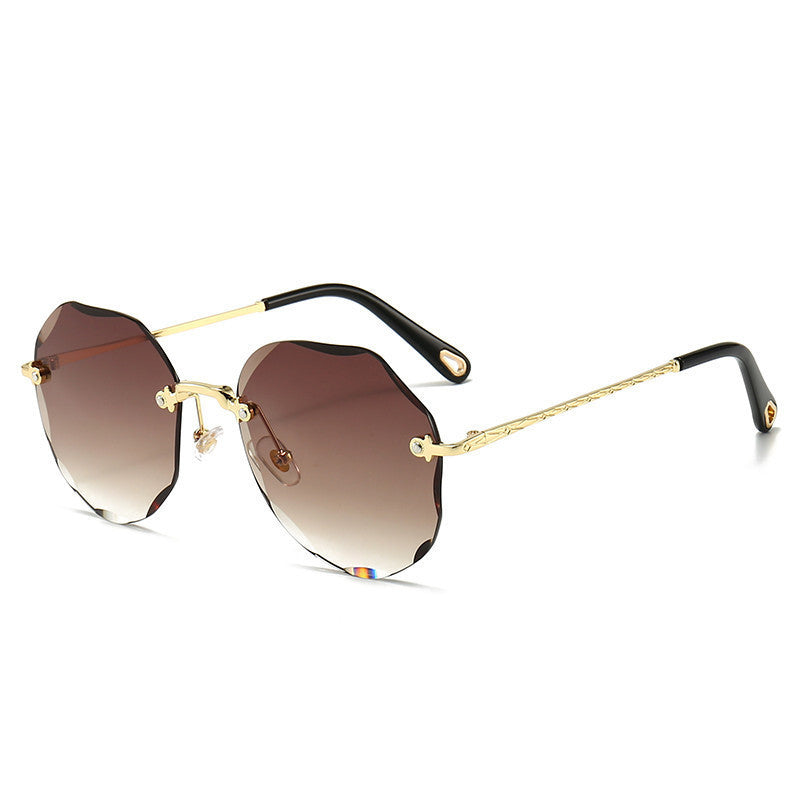 Rimless Trimmed Sunglasses Black grey gold