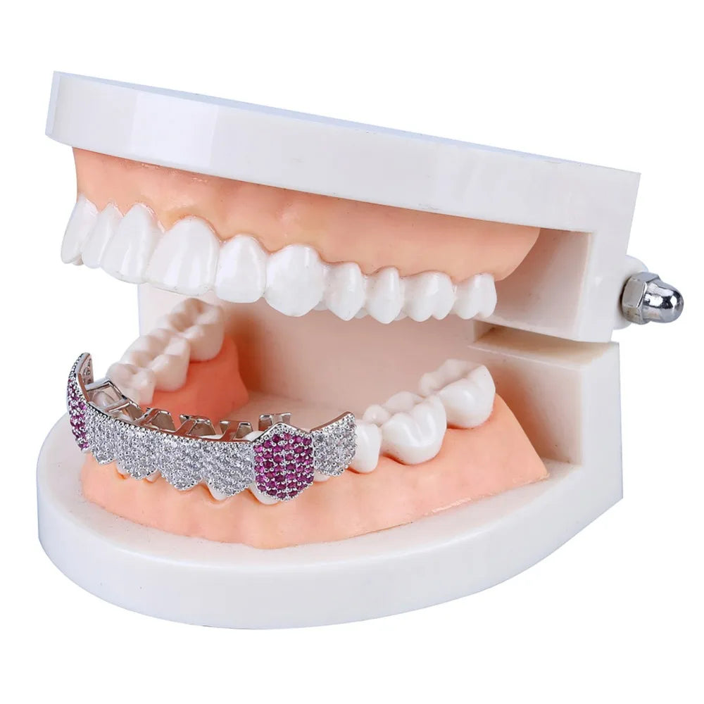 Hip Hop Grillz with Skeleton Design and Cubic Zirconia for Trendy Style