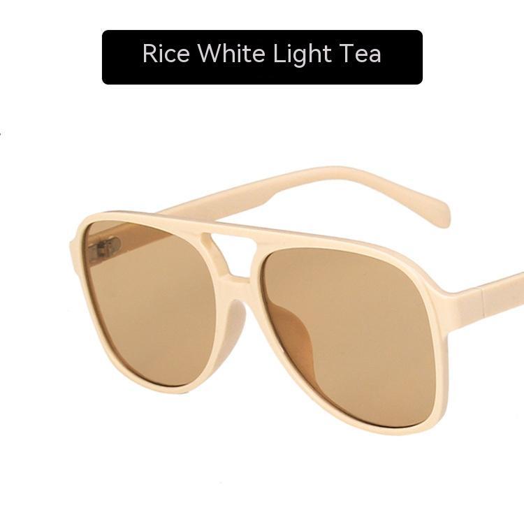 Women's Fashion Retro Double Beam Large Rim Sunglasses As Shown In The Picture Beige Light Tea