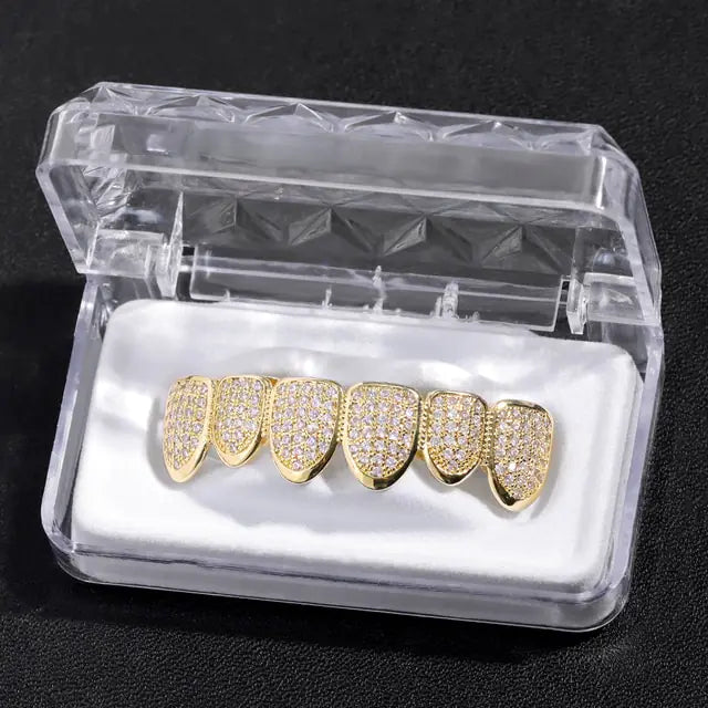 Crystal Zircon Teeth Grillz Top GD