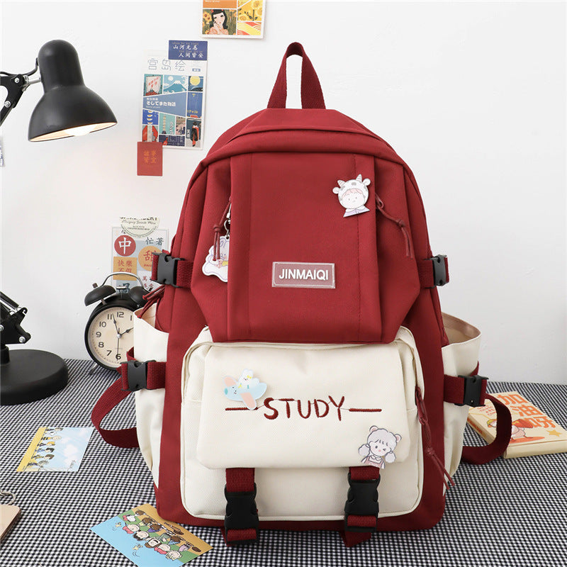 Campus Women's Fashion Canvas Backpack Red