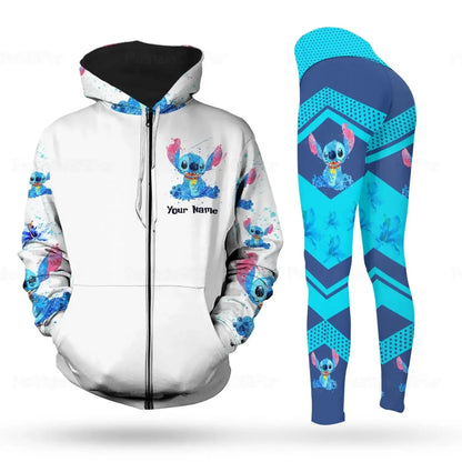 Disney Stitch 3D Hoodie Women's Hoodie Set Yoga Pants Mint