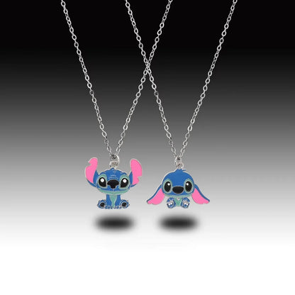 Disney Cute Big Ear Stitch Necklace - Personalized Hip Hop Pendant with Stylish Sweater Chain b