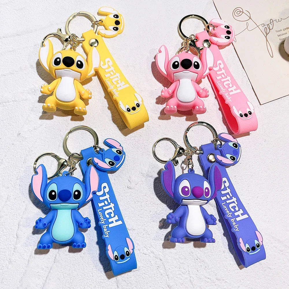 Lilo & Stitch Toys Keychian Anime Stitch Pendant Keychain Sweet Pink Angel Keychians Women Car Keyring Girl Birthday Gift Stitch-zi se