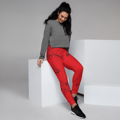 GDGD Women's Red Joggers – Soft Stretchy Fabric for Comfort and Flexibility in Activewear 3XL