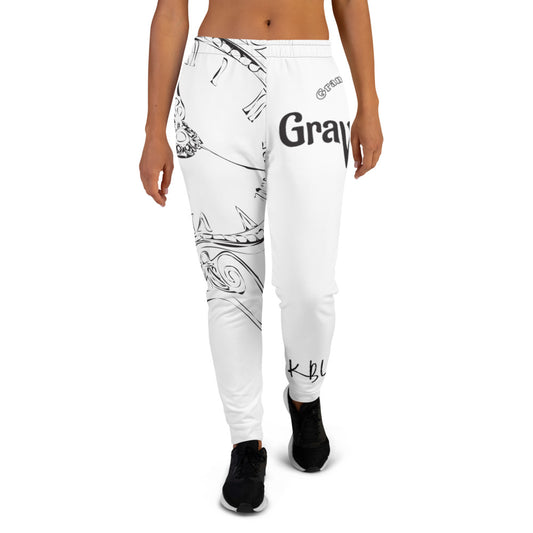 GDGD Women's White Joggers - Soft Recycled Polyester, Spandex Blend, Elastic Waistband, Pockets, Drawstring 3XL