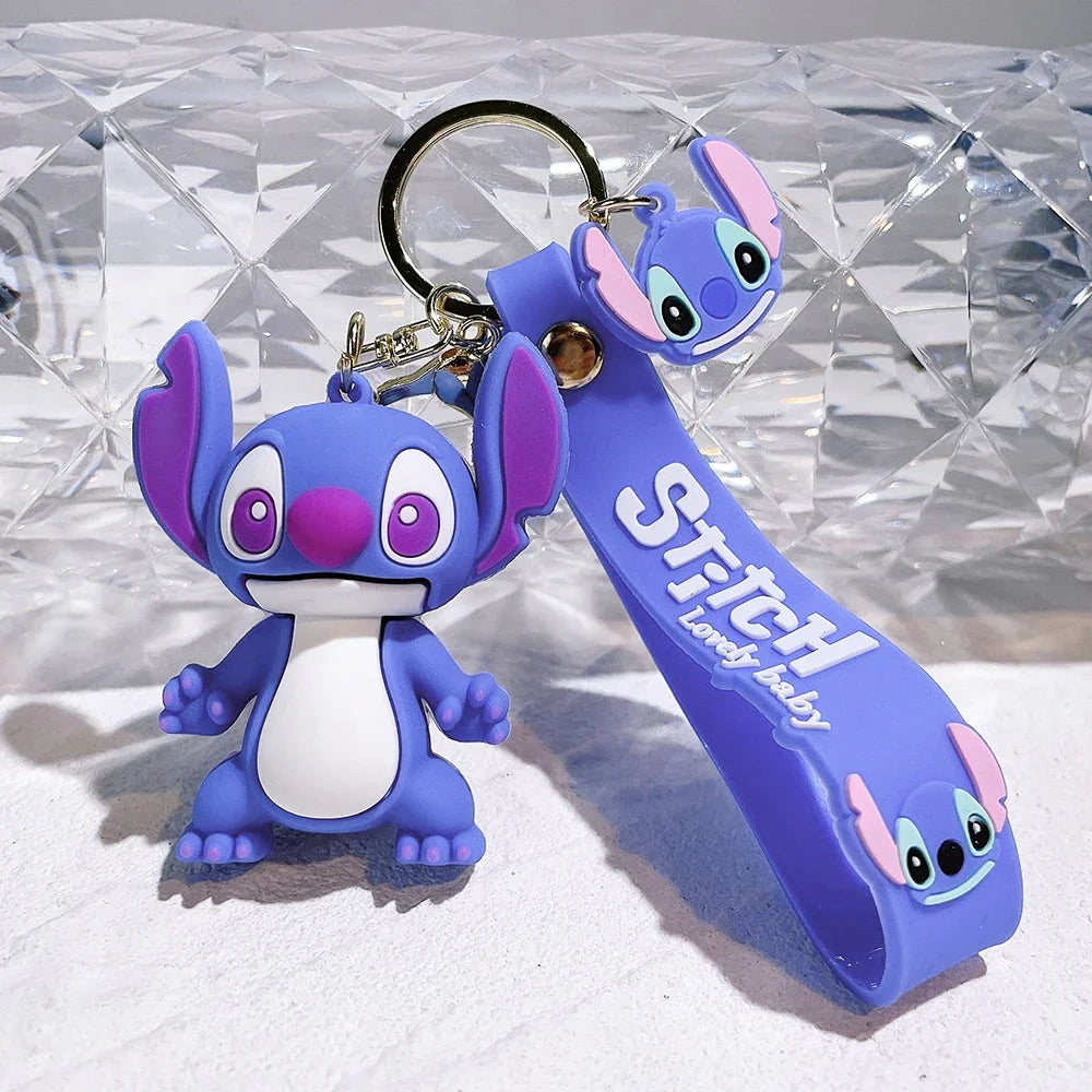 Lilo & Stitch Toys Keychian Anime Stitch Pendant Keychain Sweet Pink Angel Keychians Women Car Keyring Girl Birthday Gift Stitch-zi se