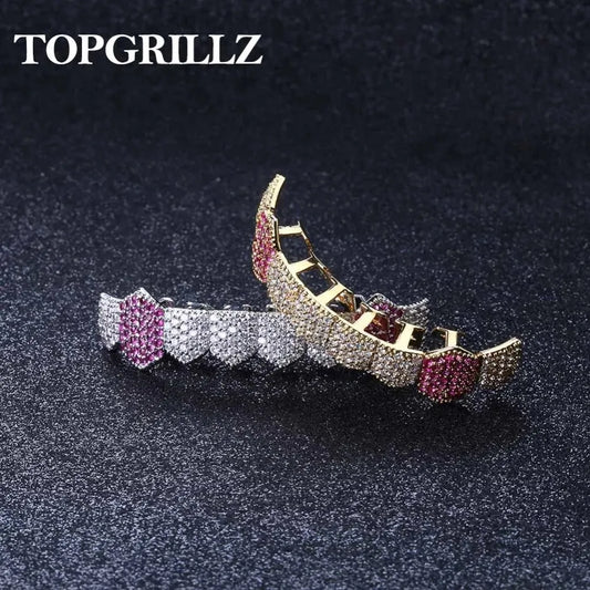 Hip Hop Grillz with Skeleton Design and Cubic Zirconia for Trendy Style