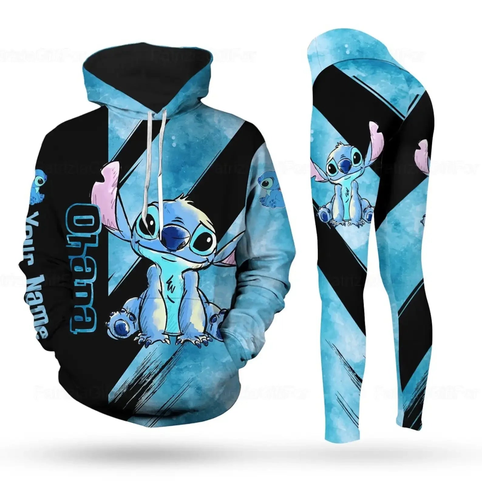 Disney Stitch 3D Hoodie Women's Hoodie Set Yoga Pants black