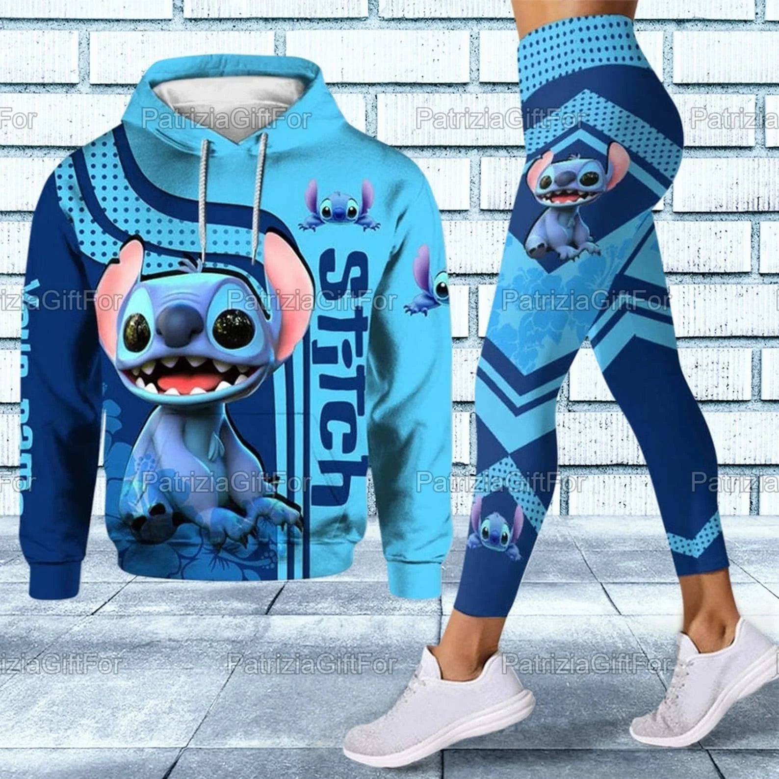 Disney Stitch 3D Hoodie Women's Hoodie Set Yoga Pants Burgundy