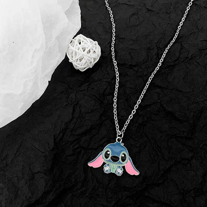 Disney Cute Big Ear Stitch Necklace - Personalized Hip Hop Pendant with Stylish Sweater Chain b