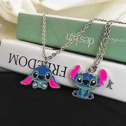 Disney Cute Big Ear Stitch Necklace - Personalized Hip Hop Pendant with Stylish Sweater Chain b