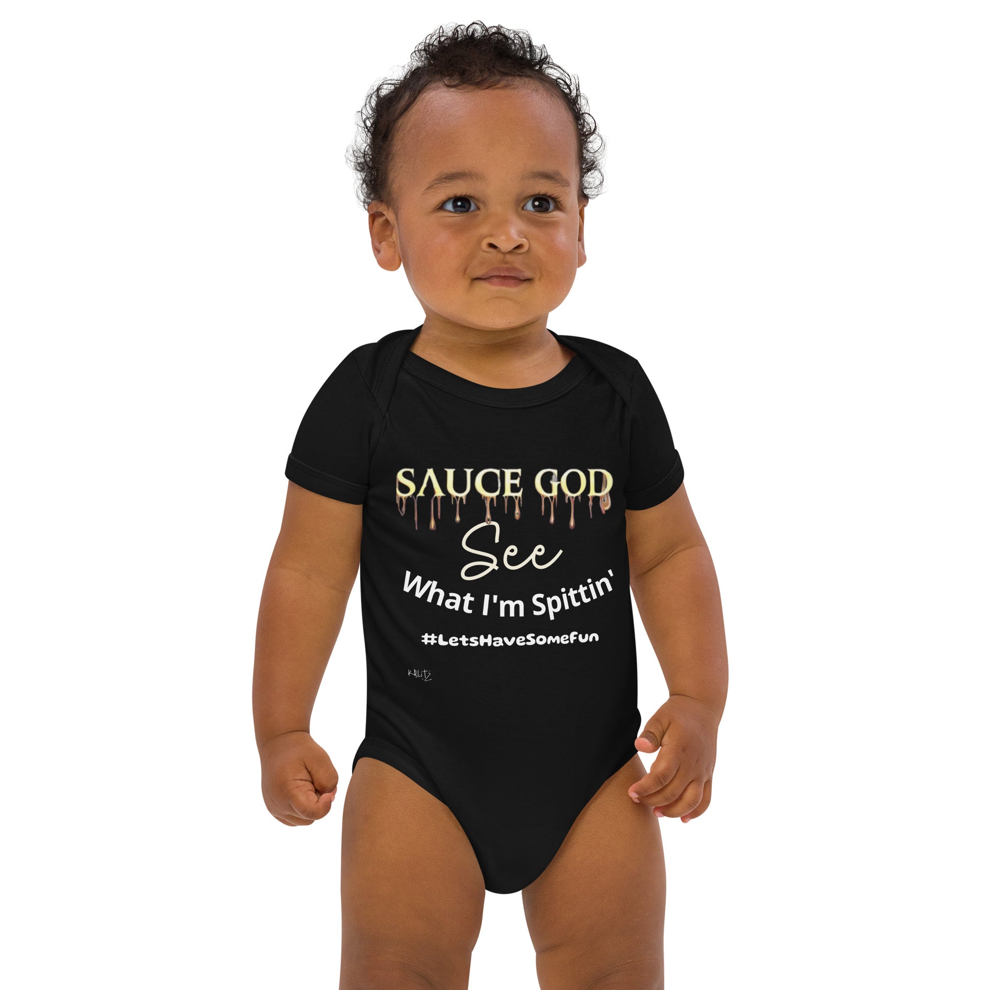 Spitting Sauce Sauce God baby bodysuit Black