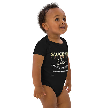 Spitting Sauce Sauce God baby bodysuit Black