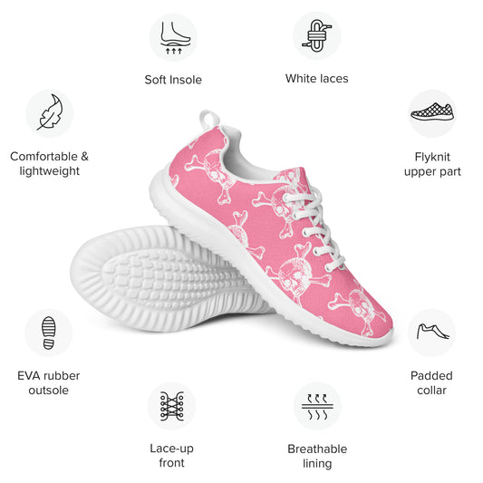 K-Blitz Summer Skull Women's Athletic Shoes, Lightweight Breathable Flyknit, Pink with Padded Collar 12